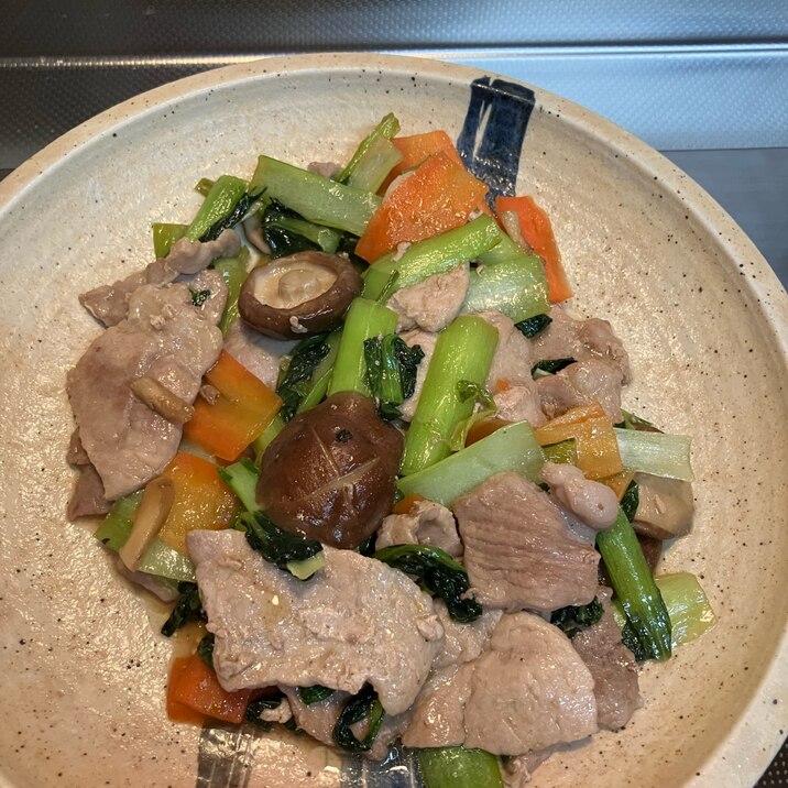 豚肉と小松菜と椎茸の炒め物^_^
